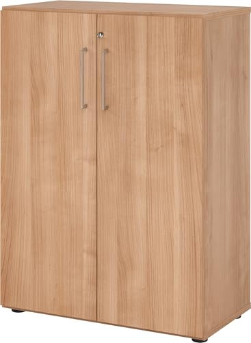 bümö Aktenschrank abschließbar, Büroschrank Holz 80cm breit in Nussbaum - abschließbarer Schrank mit Aktenregal für's Büro & Arbeitszimmer, Büro Möbel Ordnerschrank mit Schloss