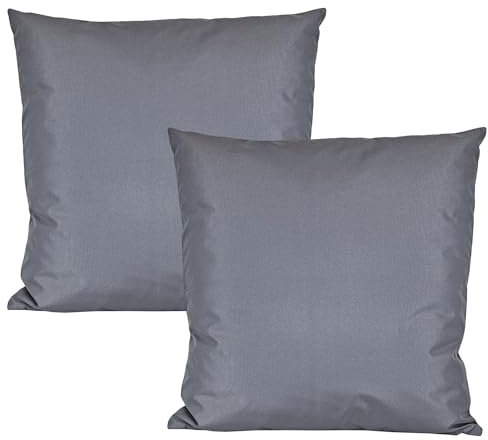 JACK 2er Set Outdoor Kissenhülle Kissenbezug 50x50cm Wasserfest Sitzkissen Lounge Kissen Garten Stuhl Lotus Effekt, Farbe:Blaugrau