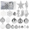 Miaikoe 135 Pcs Weihnachtskugel Ornamente Set, bruchsichere Kunststoff Verschiedene vorgebundene Weihnachtskugeln für Weihnachtsbaum Hängende Dekorationen Festival Party Feiertag Dekor (Silber)