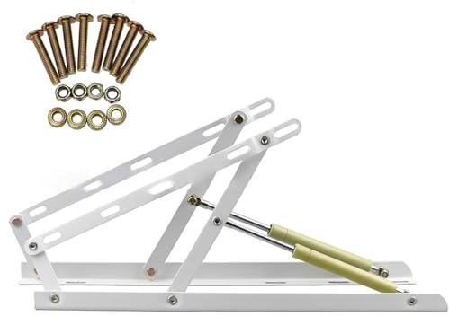 Doppelbetthebemechanismus, Springaufbeschlag Bett-Beschlag mit Feder Klappen-Halter, Pneumatische Stange, Hydraulische Stützstange für Bettkasten, Tatami, Schrankhebeausrüstung(Weiß,80cm/31.5in)