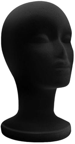 Generisch Gesundes Haar großer weiblicher Schaumstoff-Mannequin-Perückenständer Halter für Stilmodell von Haarhüten Haarteilen Hitzeschutz Extensions Echthaar (Black, One Size)