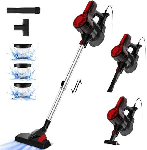 Tedrills Staubsauger,450W & 25KPa staubsauger mit Kabel,6-in-1 Vacuum Cleaner,Staubsauger Beutellos mit H13 HEPA-Filter,Handstaubsauger für Harte Böden, Tierhaare, Teppich