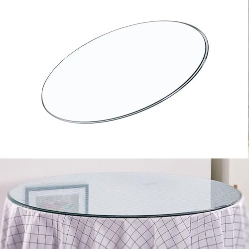 BVDHASDBT Plateau de table rond en verre de 380 à 500 à 900 mm, parfait comme plateau de table, épaisseur 8 mm, plateau de table rond en verre trempé (90 cm)