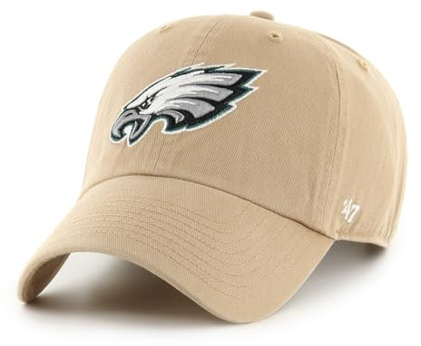 '47 NFL Philadelphia Eagles Clean Up Unisex-Baseballkappe, Verstellbarer Riemenverschluss, Einheitsgröße, Team Logo, Farbe Khaki