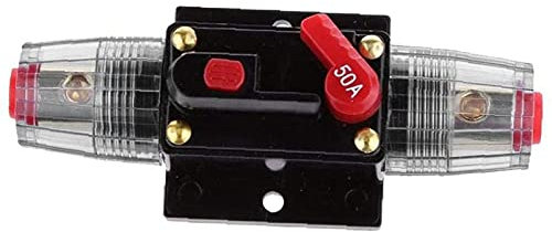 Xuodawer Disjoncteur 12V-48V DC 50A de Protection de la Puissance Du Disjoncteur StéRéO de Voiture RéInitialisable