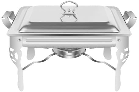 Chafing Dish Buffet Set 6L Rettangolo Food Hot Chafing Dish con coperchio e serbatoio del carburante, in acciaio inox Server Utensili per ristoranti catering feste matrimoni picnic