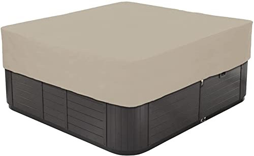 Strapazierfähige 210D wasserdichte Oxford rechteckige Whirlpool-Abdeckung, UV-beständig, Outdoor-Spa-Ersatzabdeckung für Gartenmöbel, Beige, 239 x 239 x 50 cm
