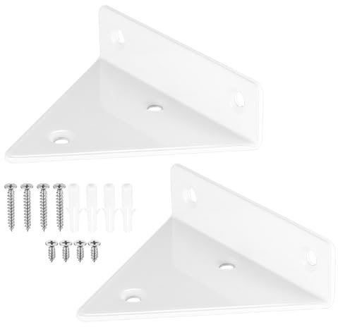 2 Stück weiß Schwebende Regalhalterungen, unsichtbare Dreieck Wandhalterungen, versteckte Wandregal Halterungen Wandmontage, robuste Metallwandhalterungen für Lagerregal, Bücherregal,Mit Schrauben