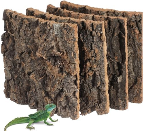 BESPORTBLE Lot de 4 enclos en liège pour reptiles - Décoration pour gecko, lézard, grenouille, dragon barbu, bois de vigne - Mur arrière de terrarium - Hide tube - Peau de serpent à crête