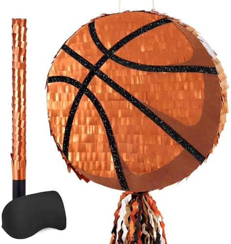 WERNNSAI Basketball Pinata – Basketball Geburtstagsparty Dekoration Sport Pinata mit Augenbinde und Stock für Sportler Party Dekoration Herren Geburtstag Jubiläum Wettbewerb Feier Zubehör