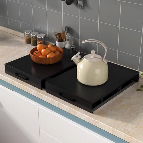 2 PCS Herdabdeckplatten, Edelstahl-gasherd Abdeckung, Abdeckung Herdplatte für Gas und Elektroherde, Erweitern Den Küchenraum(Black,14x18in/35x45cm)