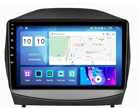 Android 15 Coche Radio GPS 9 Pulgadas Pantalla Táctil para Hyundai ix35 2011-2014 Navegación GPS BT WiFi USB WiFi DSP Reproductor De Pantalla Mandos Volante,4 Core WiFi 1G+32G