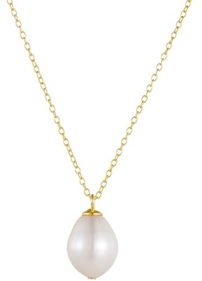 Mesnt Goldkette 750Er Gold, 18 Karat Gelbgold Elegante Perlenanhänger-Halskette für Damen, Länge 40+5cm