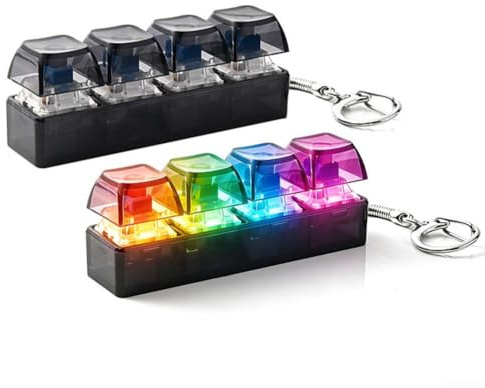 1 Stück Tastatur Fidget Spielzeug mit LED Licht, Transparente Mini-Antistress-Tastatur, Lustige Tastatur Schlüsselanhänger Clicker für Stressabbau Erwachsene Büro Schule Reisen