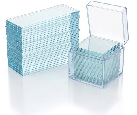 Pack of 50 Slides 76.2 x 25.4 mm and 100 Cover Glasses 18 x 18 mm, Microscope Accessories, Microscope Slides, for Laboratory, Biology, Science, Studies