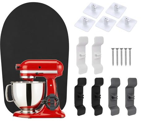 3-in-1 Organizer Set für KitchenAid 4.5-5 Quart Kippkopf-Standmixer Artisan & Classic Serie von MMOBIEL – 12-teilig mit 5x Aufsatzhaltern, 6x Kabel Organizer & 1x Schiebematte