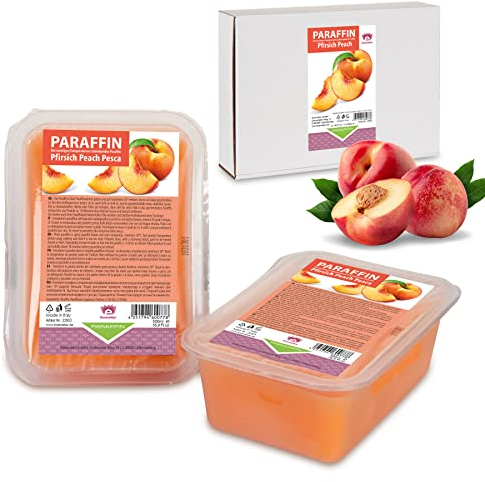 Kosmetex Paraffinbad Peach Pfirsich – Paraffin-Wärmebad für Hände + Füße – Paraffinwachs – Paraffin-Block für Wachserwärmer – Wachsbad (2x 500ml)