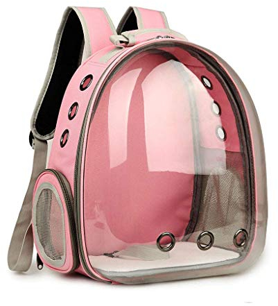 Luluspace Haustier Rucksack Raumkapsel, 360 ° Sichtfeld Tragbar Transportrucksack Transporttasche Tragetasche für Klein Haustier Hunde Katzen Kaninchen im Freien, Sicher & Atmungsaktiv (Rosa)