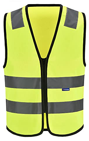 Mehrere farben, Unisex hochsichtbare Warnweste Hohe Sichtbarkeit Warnweste Reflektierende Weste Reißverschluss Sicherheitswesten EN ISO 20471 (XXL, Gelb)