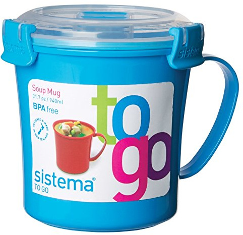 Sistema 2 Stück Mikrowelle Suppe-Becher/Lunch Stew Hot Drinks Cup, 656ml BPA Free - gemischte Farben