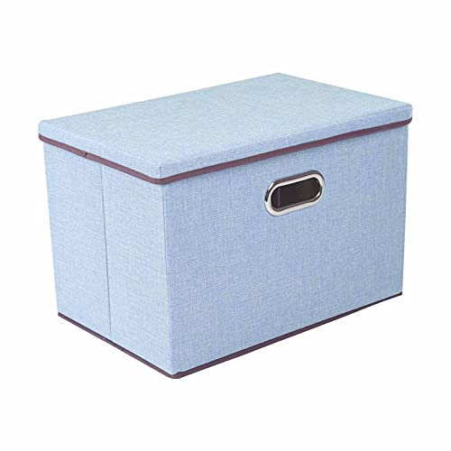 Youyijia Storage Boxes with Lids 45x30x30cm Foldable Storage Box Storage Collapsible Fabric Storage Cubes with Handles Large Storage Baskets Home Office Box for Organizing Clothes Towels Books (Blue)