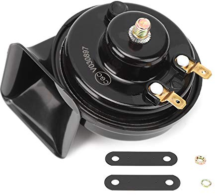 Hlyjoon Universal 12V Schneckenhorn 105dB 400Hz Lautes Motorrad Elektrischer dynamischer Lautsprecher Monophones Schneckenhorn Wasserdichtes Autohorn Lautes Lufthorn für PKW LKW-Motorrad
