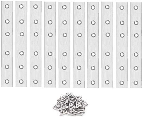 TERF® 10 Pcs Zinc Plated Solid Steel 150mm X 15mm Flat Mending Corner Brace Straight Plates Joining Connector Repair Plates Shelf Bracket with Fixing Screws for Use Wood, Furniture and Many Project