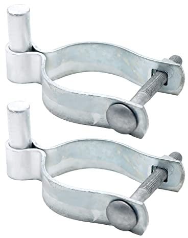 2 Pack Chain Link Fence Gate Post Hinge - Use for Outside Diameter Post/Pipe - Galvanized Chain Link Post Gate Hinge - Nut/Bolt Included (2-3/8 Inch)