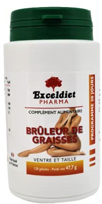 Exceldiet Pharma | Brûle-Graisse Puissant 120 Gélules - Double Action : Capteur, Coupe-Faim & Thermogénique - Formule Wakamé Fucoxanthine, Chitosan, Guarana Caféine - Minceur Rapide