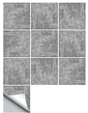 TYUTYU Autocollant Mural 10pcs Autocollants de Carreaux Transferts de Pierre de marbre mosaïque Effet de Pierre Gris Cuisine Cuisine Artisanat cimenter