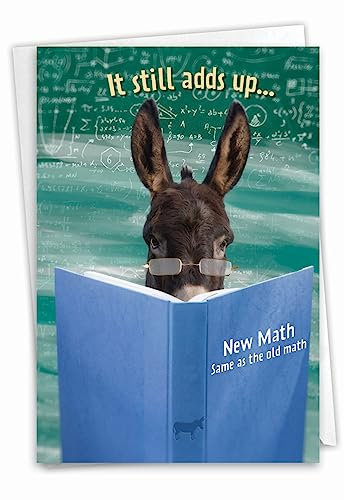 NobleWorks - 1 süße Geburtstagskarte mit Umschlag - lustige wilde Tiere und Haustiere, Geburtstagsgruß - Esel neue Mathematik C9600BDG