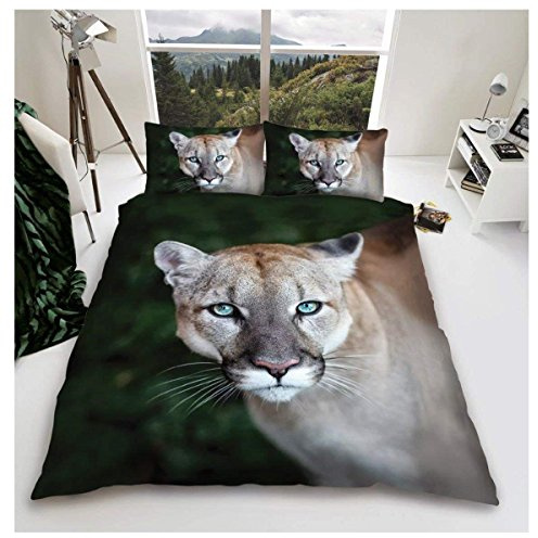 GC GAVENO CAVAILIA Wildlife Duvet Cover, 3D Animal Bedding Set, 3D Puma, King, 659013
