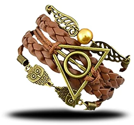 Bogoro Qazuwa Kette,Armbänder,Damen Armbänder, PU Lederarmband mit goldenen Schnatzflügeln und Eulen,Gewebtes Armband Freundschaftsarmband Handmade, Braun
