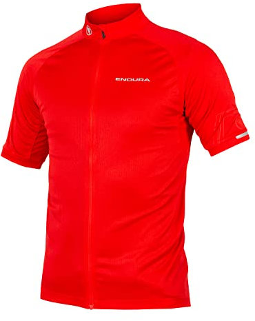 Endura Xtract Shortsleeve Cycling Jersey II | Quick-Dry | Reflective Logos | Silicone Grip Jersey, Red, L