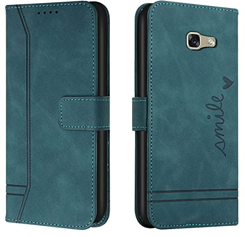 Lihondar Kompatibel mit Samsung Galaxy A3 2017/ A320 Hülle, Handyhülle Samsung A3 2017, A320 Leder Klappbar Schutzhülle Tasche Wallet Cover Flip Case für Samsung A3 2017/ A320 Klapphülle (Grün)