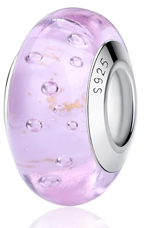 Nbsameng Charm en Cristal de Murano, Colgante Transparente para Pulsera y Cadena para Mujer, Charms de Plata 925%,Abalorio Compatible Pandora Gnoce y Trollbeads,Manchas de oro