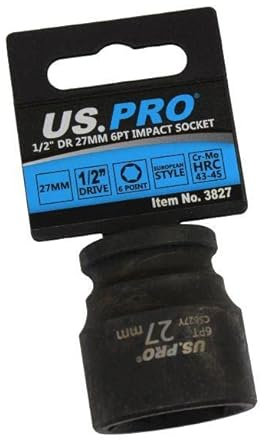 US PRO Tools 27mm Impact Socket 1/2 Drive 6 Point Single Hex 3827