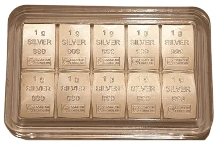 nelier 10g Silberbarren in Kapsel Silber Valcambi - 10 * 1 g Barren CombiBar Schweiz