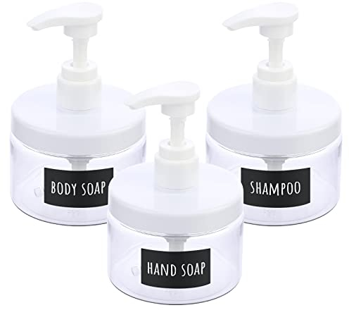 Segbeauty Duschgelspender, 3 Stück 300 ml Seifenspender, Pumpflasche mit wasserfestem Etikett, Robuste Pumpen, als Wohnaccessoires und Deko für Bäder, Hotels, Waschküchen, Wohnen, Klar