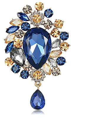Oenothera Broche à pendentif, Broche Forme Fleur, Broche bleue et or, Broche de mode pour femmes, pour femme broche de mariage pour mariage/fête/bouquet de fleurs