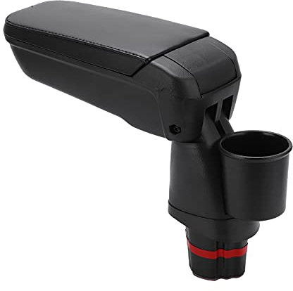 Mittelarmlehnenbox mit Wasserbecherhalter, Armlehnen Aufbewahrungsbox, Klebeband, Armlehnenbox aus Leder für Smart Fortwo Forfour 453 15–19, nach Oben und Unten Drehbare Mittelarml