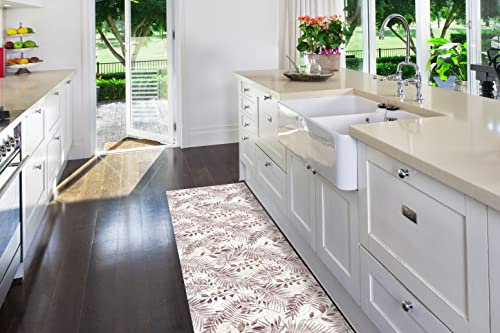 INTRECCI Passatoia Casa Tappeto Per Cucina Multiuso Fondo Antiscivolo; Runner Pavimento Corridoio Lavabile Facile Manutenzione Made in Italy (52 x 100 cm, Felci Rosse)