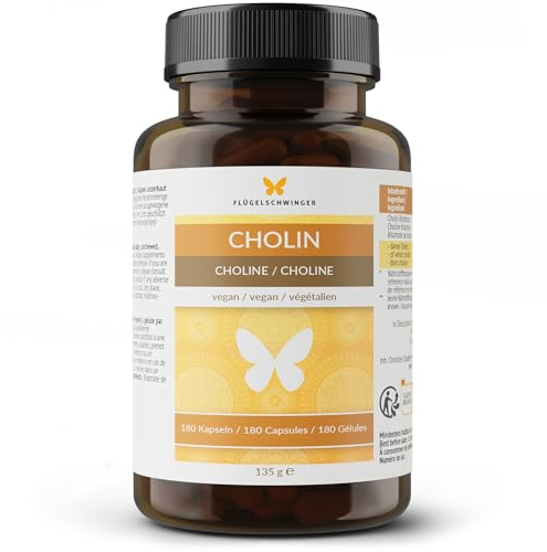 200 gélules de choline pour 6 mois, pour un métabolisme lipidique normal et une fonction hépatique normale, sans additifs, végan