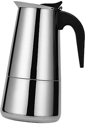 LIFKOME Edelstahl Stovetop Espresso Maker Für Induktionsherd Und Offene Feuerstellen Leichter Tragbarer Kaffeekessel Mit Hitzebeständigem Griff Für Cappuccino Latte Zuhause