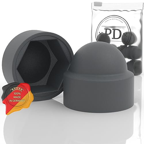 PD® Sechskant Schutzkappen M10 (Schlüsselweite 17) | Abdeckkappen für Schrauben Anthrazit aus Kunststoff | Langlebige Abdeckkappen für Muttern & Schraubenkopf | Schraubenabdeckung Anthrazit | 50 Stück