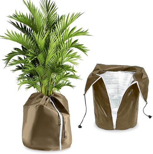 Udbrud Funda térmica para macetas, Cubiertas de Protección contra Heladas de Plantas Reutilizable con Cremallera y Cordón Cubierta Anticongelante para Plantas de balcón de Palmeras, 45 x 55 cm