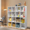 PACHIRA Bücherregal mit 4 Ebenen, 4 * 4 Holz Bücherschrank Stufenregal, Standregal mit 3 Fächern, offenes Aufbewahrungsregal Würfelregal für Kleidung, Spielzeug, Büroregal für Wohnzimmer