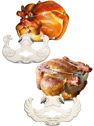 Turbo Trusser Doppelpack I Bekannt aus dem Shark Tank I kocht gleichmäßig und Macht Fleisch saftiger I einfach zu bedienen und spülmaschinenfest I für Öfen, Smoker, Bräter, Grills, Rotisseries