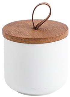 shilanmei Food Storage Jar Ceramic Canisters Kitchen Canisters with Airtight Seal Lid for Coffee Beans Sugar Spices Counter Serving (White 8.79oz)