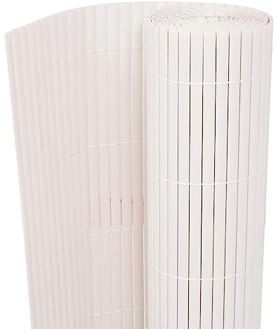 Mengtu Gartenzaun Doppelseitig Sichtschutzmatte Sichtschutzzaun Sichtschutz Windschutz Zaun Balkonverkleidung Zaunblende für Balkon Garten Terrasse 90×500 cm Weiß Garten Möbel